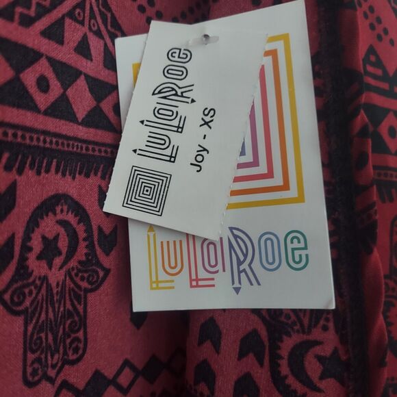 LuLaRoe Joy Vest XS NEW Red Hamsa Hand Longline Duster Coverup - Picture 5 of 8